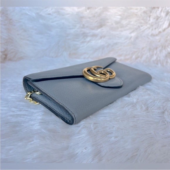 Authentic Gucci Marmont Grey Calfskin Wallet with chain - Picture 7 of 11